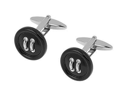 TN-1116R Stylish Metal Black Button Mens Cufflinks