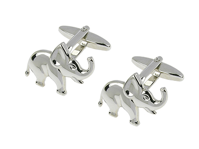 193-21R Silver Animal Elephant Cufflinks