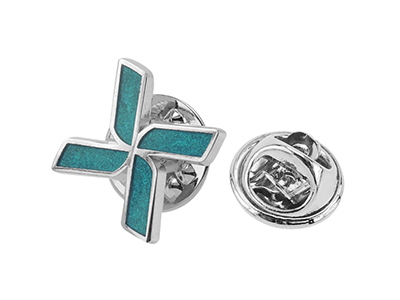 TP57-10R Sliver Blue Windmill Lapel Pin