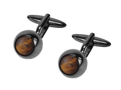 1873-24GM Gun Metal Cat Eye Cufflink