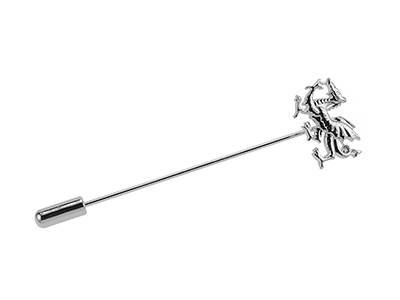 LP54-12R Brass Sliver Rhodium Dragon Lapel Pin