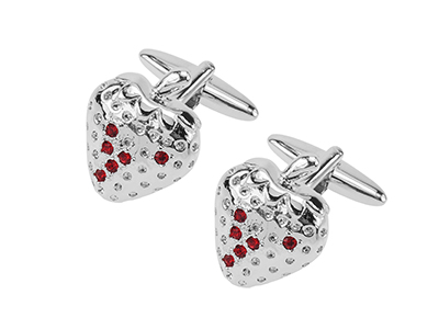 648-10R Fashion Crystal Strawberry Brass Cufflinks