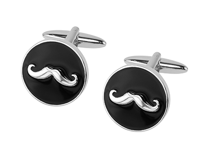 656-8R Black Mustache Mens Cufflink