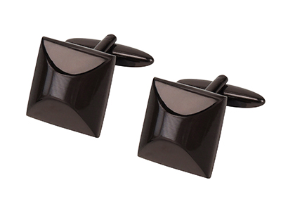 667-15CHO2 Special Shape Dark Brown Plated Cufflink