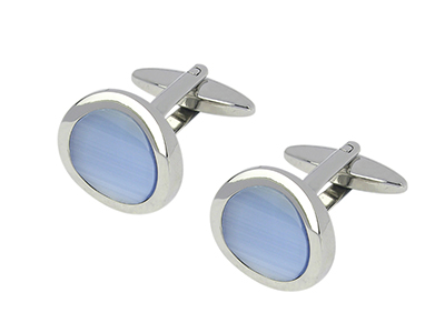 TN-1101R Light Blue Cat Eye Stone Female Cufflinks