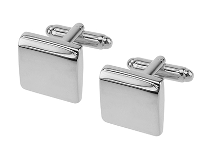 297-13R Large Silver White Cufflinks