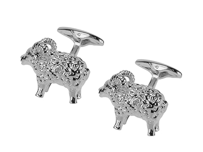 650-1R Silver Novelty Animal Sheep Cufflinks
