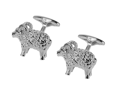 650-1R Silver Novelty Animal Sheep Cufflinks