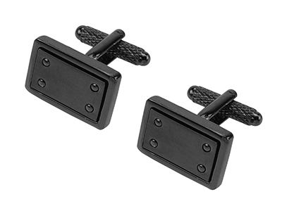 647-4GM2 Brushed Black Cufflinks