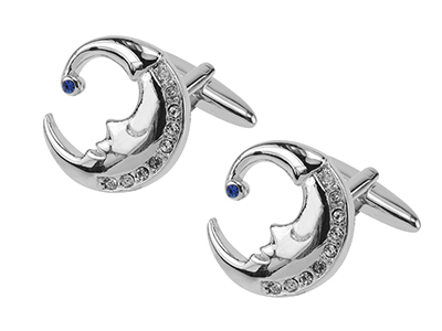 648-22R Crystal Novelty Fashion Moon Cufflinks