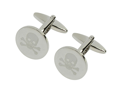 1028-12R2 Brass Skull Laser Engraved Cufflinks