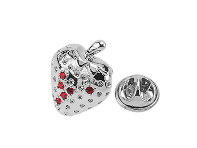 648-10R/TP Red Diamond Crystal Strawberry Lapel Pin