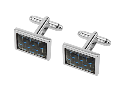 622-8R Brass Rectangle Carbon Fiber Cufflinks