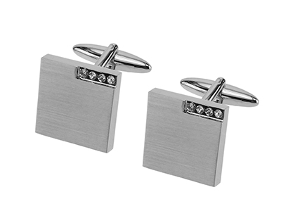 644-12R2 Classic Square Crystal Cufflinks