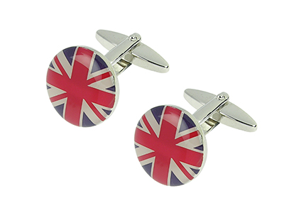 280-8R Bulk Round Flag Union Jack Cufflinks