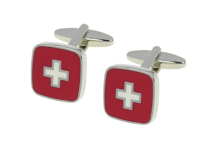 349-12R Square Red Popular Brass Cufflinks