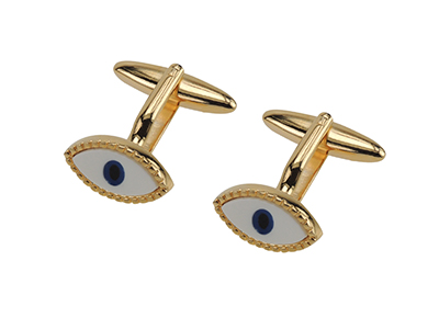 644-24G Novelty Blue Eyes Gold Cufflinks