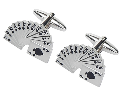 151-30R Metal Gambling Playing Cards Cufflinks