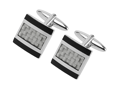 630-17R Square Carbon Fiber Cufflinks