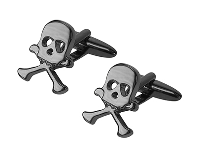 669-12GM Black Skull and Cross Bones Cufflinks