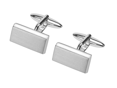 TN-89R1 Classic Brush Silver Rectangular Cufflinks