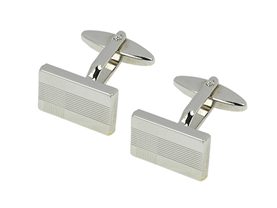 279-11R Mirror Finish Silver Rectangle Cufflinks