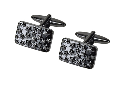 668-13GM Rectangle Metal Cufflinks with Stars