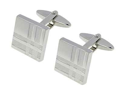 TN-614R Silver Tartan Square Cufflinks