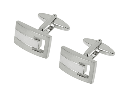 TN-1001R2 Elegant Silver Rectangular Cufflinks