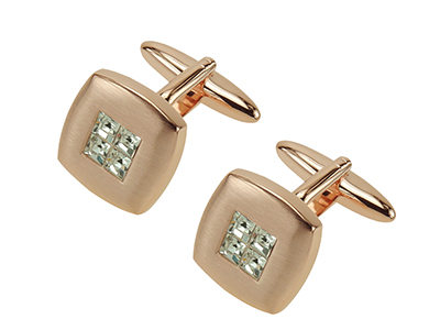 243-3Y1 Rose Gold Crystal Cufflinks