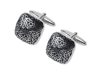 646-5R Blue Enamel Textured Cufflinks