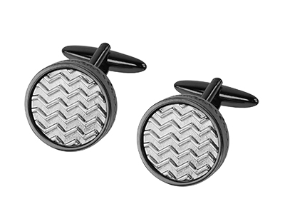 661-24GMR Round Two Tone Ripple Cufflinks