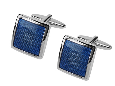 667-11R Silver Blue Enamel Cufflinks