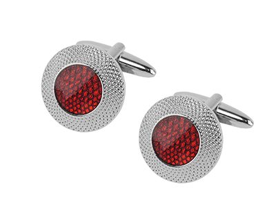 652-8R Double Circle Red Cufflinks