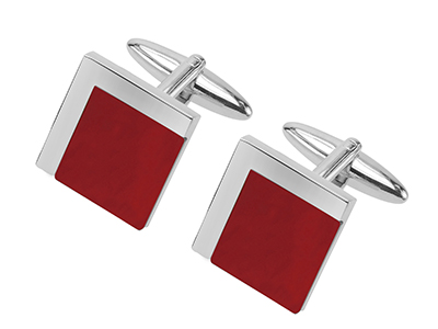 633-19R Square Red Agate Cufflinks