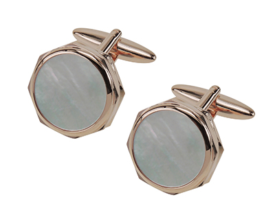 663-19Y Rose Gold Mother Of Pearl Cufflinks