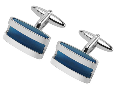 630-11R Business Blue Cateye Cufflinks