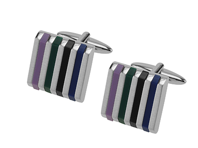 655-20R2 Colorful Striped Resin Cufflinks