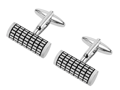 630-7R Black Enamel Cylinder Cufflinks