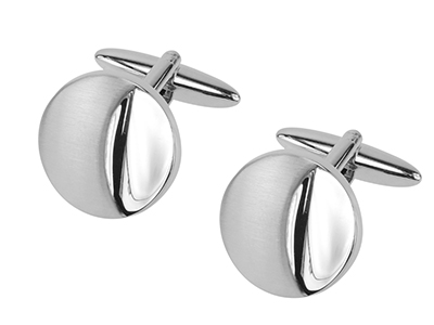 Shiny Brush Rhodium Cufflinks