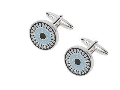 614-1R Round Colored Enamel Cufflinks