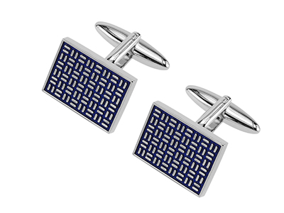 643-3R Blue Enamel Rectangle Cufflinks