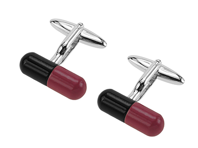 642-11R Black and Red Pill Cufflinks