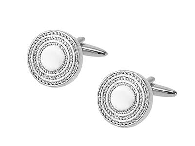 669-2R Silver Textured Round Cufflinks