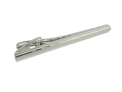 TN-825R2 Shiny and Brush Silver Woven Tie Clips