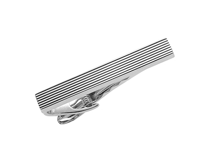 TN-2287R Silver Striped Tie Clip