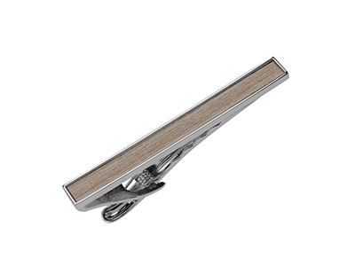 TN-3014R 55mm Shiny Silver Wood Tie Clip