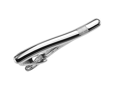 TN-3105R2 Silver Curved Mens Tie Clip