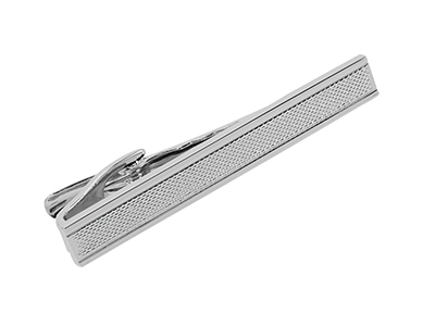 TN-2326R Silver Tone Textured Tie Clip