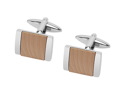 R7-COM-04 Stainless Steel IP Rose Gold Cufflinks